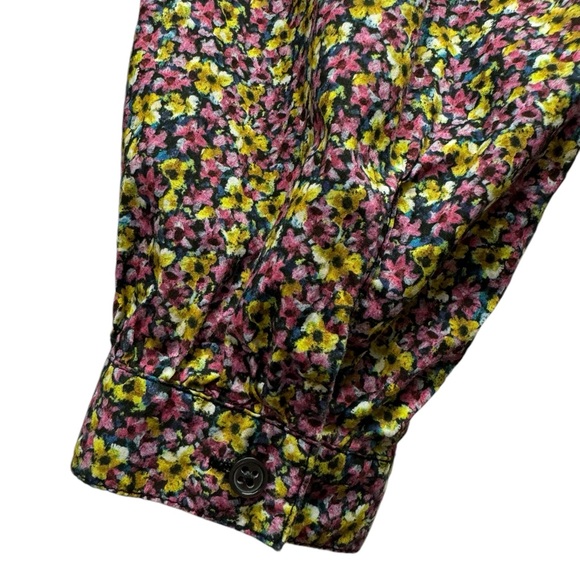 J. Crew Liberty Square Neck cinched waist busy Izzy print floral blouse top, 4 - Picture 5 of 10
